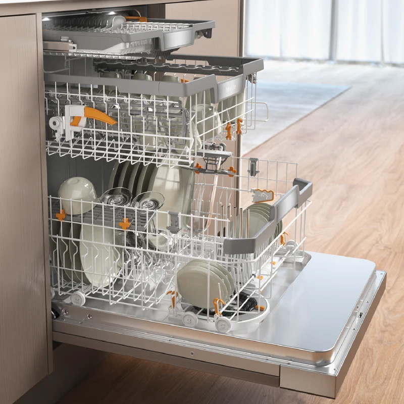 Miele 60cm XXL Semi-Integrated Dishwasher with AutoOpen Drying and PowerDisk Obsidian Black Fascia