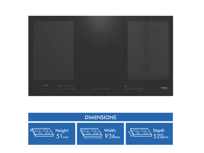 Miele 94cm Induction Cooktop with 2 PowerFlex Cooking Zones and Wi-Fi Connectivity