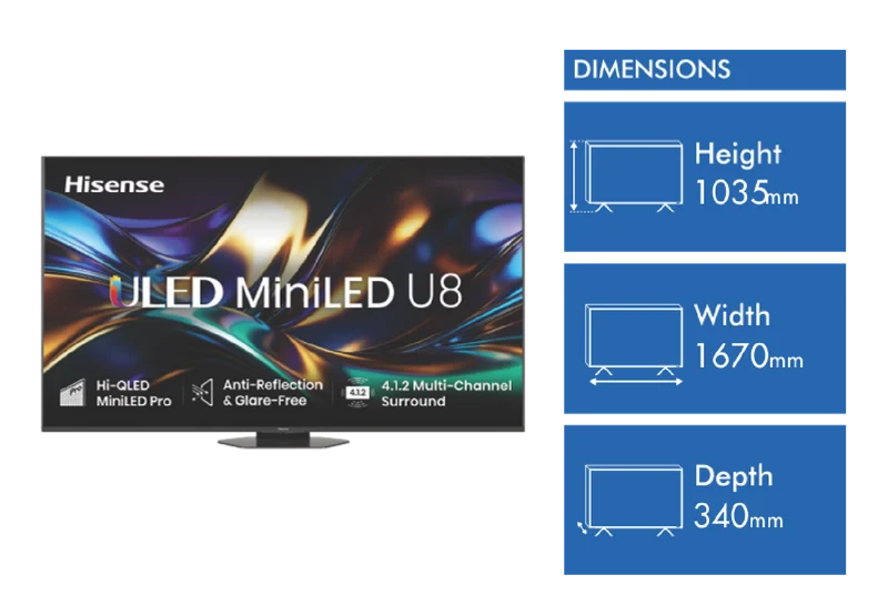 Hisense 75" U85AU 4K ULED MiniLED Hi-QLED 165Hz Smart AI TV 2026