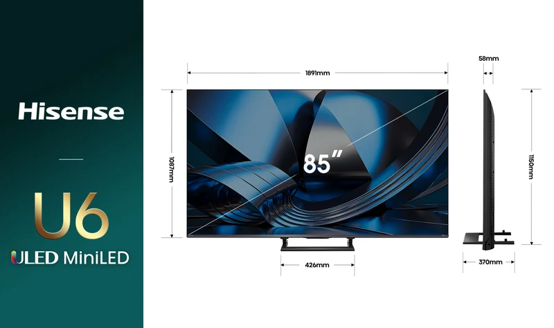 Hisense 85" U6SAU 4K ULED MiniLED Hi-QLED 144Hz Smart AI TV 2026