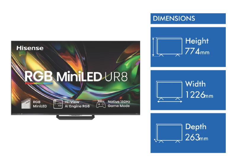 Hisense 55'' UR8SAU 4K RGB MiniLED 180Hz Smart AI TV 2026
