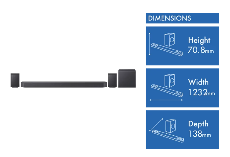 Samsung Q-Series 11.1.4 ch Soundbar with Subwoofer and Rear Speaker 2026