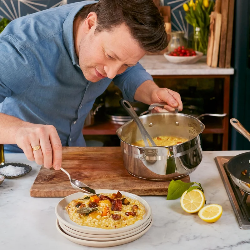 Tefal Jamie Oliver by Tefal Cook Smart Induction Stainless Steel 5pc Uncoated Set