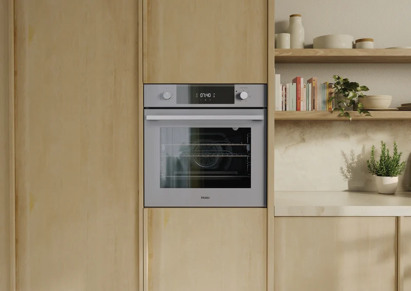 Haier 500 Series 60cm Electric Oven, 7 Functions, Air Fry, Steam Assist, Grey
