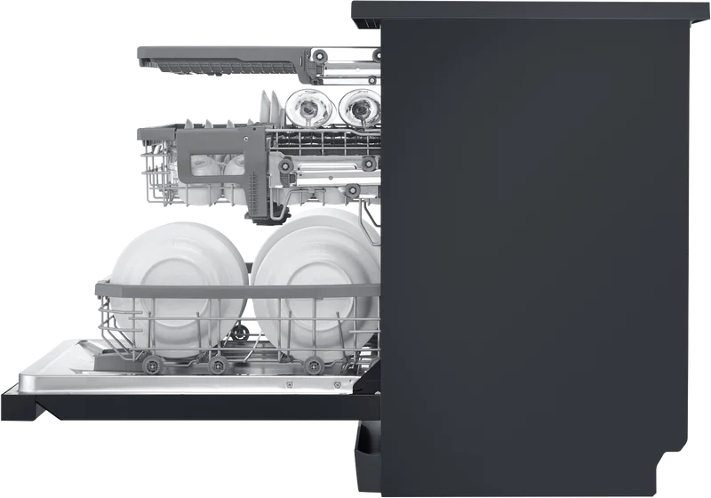 LG 60cm 15 Place QuadWash TrueSteam Freestanding Dishwasher, Matte Black