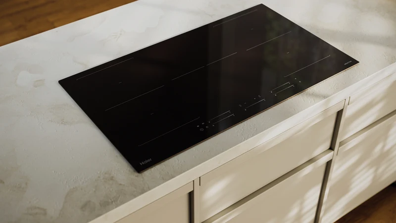 Haier 600 Series 90cm Induction Cooktop, Black Glass 5 Zone, Dual Flexi Zone, Melt