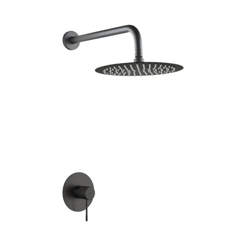 Set monomando empotrado 1 vía Line con rociador black gun metal Imex