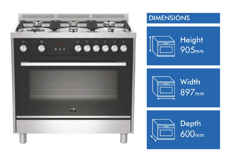 La Germania Futura 90cm Dual Fuel Upright Cooker - Stainless Steel