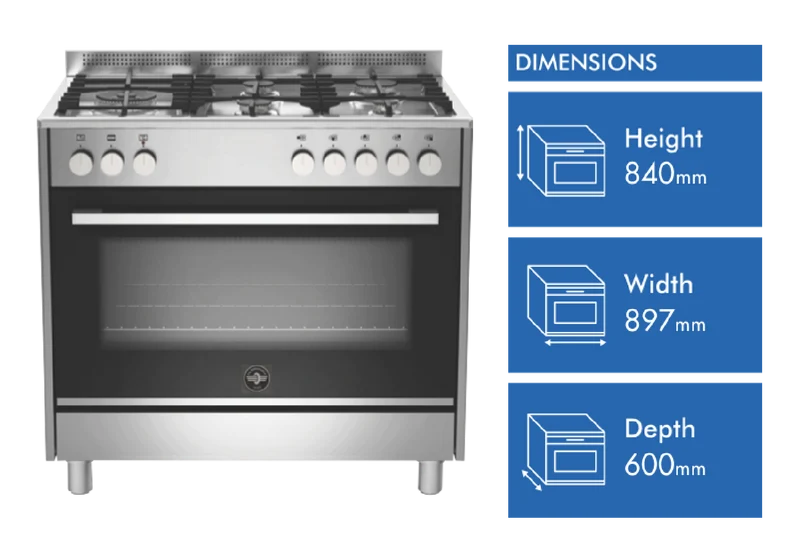 La Germania Futura 90cm Dual Fuel Upright Cooker - Stainless Steel