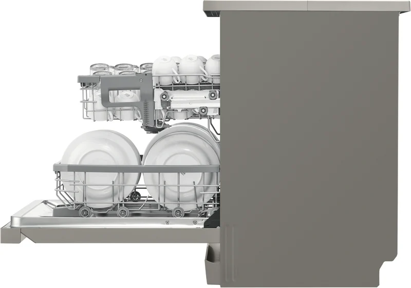 LG 60cm 14 Place QuadWash TrueSteam Freestanding Dishwasher, Platinum Steel