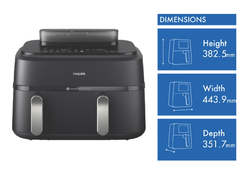 Philips 5000 Series 9 Litre XXL Dual Basket Steam Airfryer Black