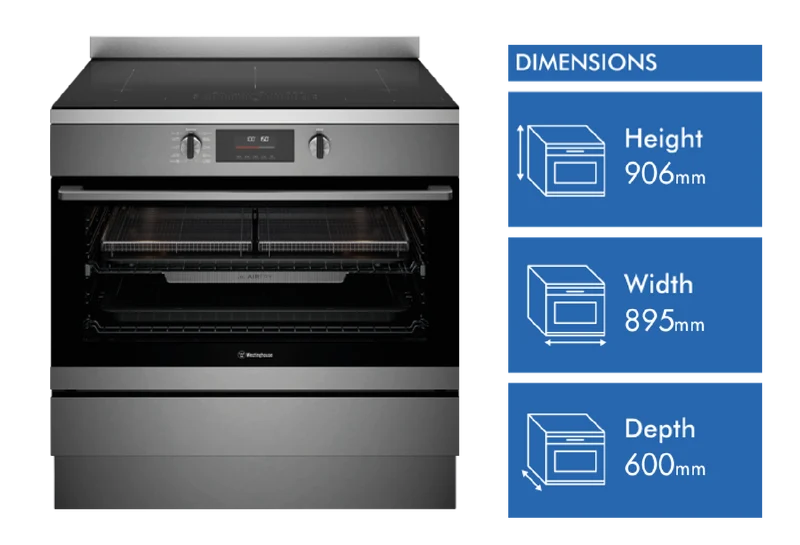 Westinghouse 90cm Induction Freestanding Cooker with Air Fry, Dark Stainless Steel