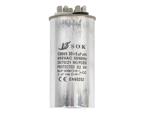 Condensador de trabajo 30µf + 5µf 450V para aire acondicionado DCE