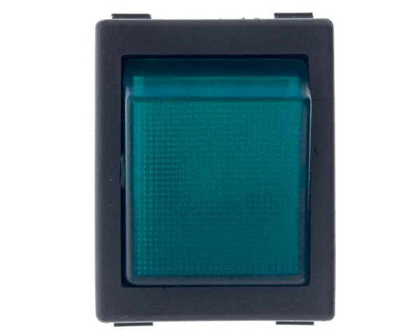 Interruptor bipolar verde 1 t 25x31 mm.
