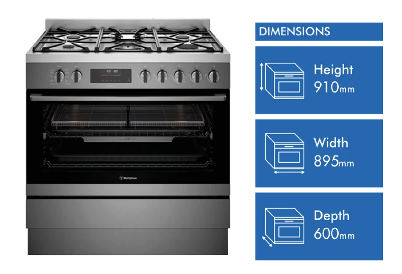 Westinghouse 90cm Dual Fuel Pyrolytic Steam Freestanding Cooker with Airfry, Dark Stainless Steel