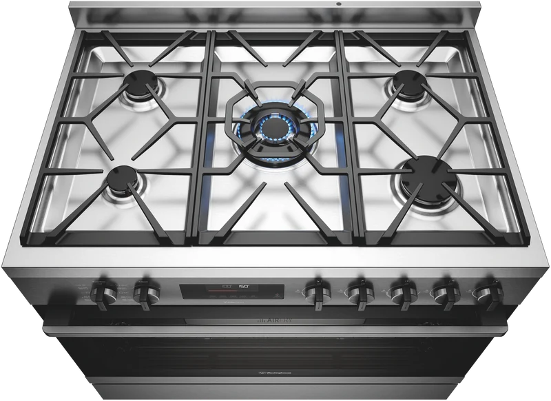 Westinghouse 90cm Dual Fuel Pyrolytic Steam Freestanding Cooker with Airfry, Dark Stainless Steel