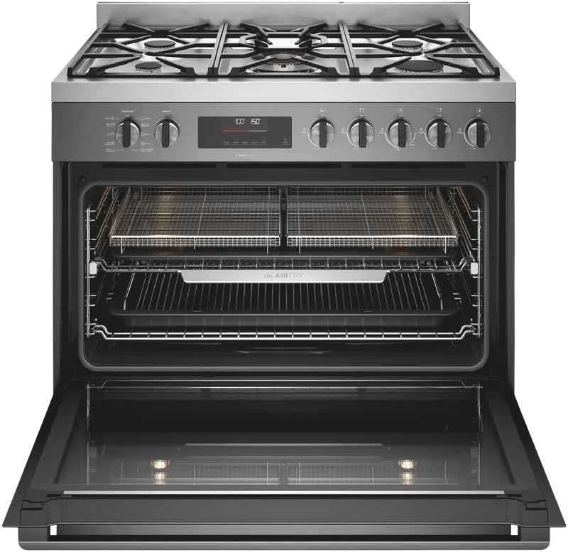 Westinghouse 90cm Dual Fuel Pyrolytic Steam Freestanding Cooker with Airfry, Dark Stainless Steel