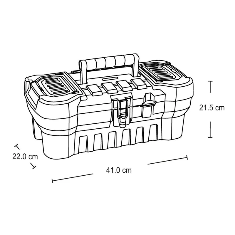 Caja organizadora de herramientas 16" con cerradura metálica negra Rimax
