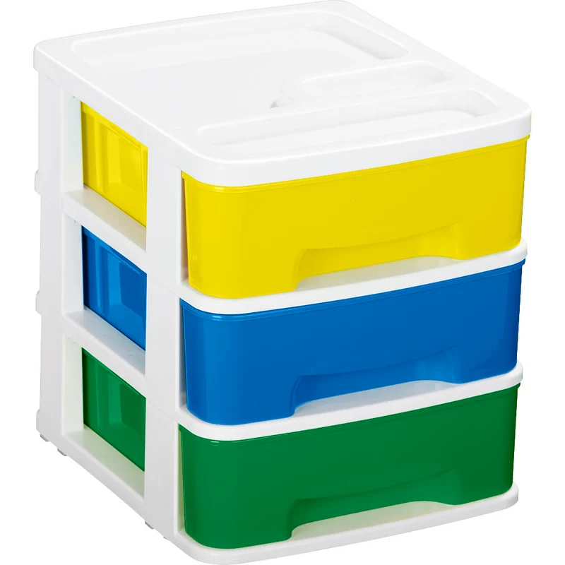 Cajas organizadoras pequeñas con 3 gavetas tricolor niño Rimax