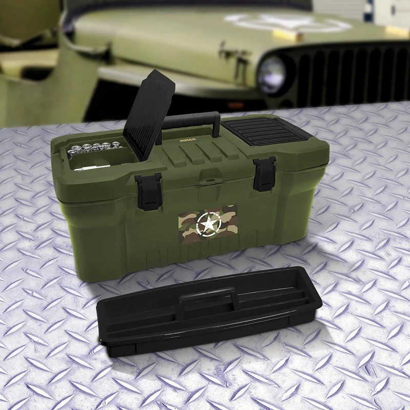 Caja de herramientas 20" army color verde con cerradura plástica Rimax