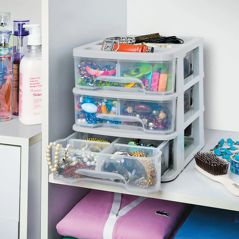 Cajas organizadoras pequeñas con 3 gavetas Rimax