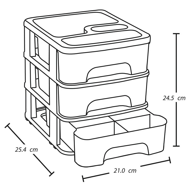 Cajas organizadoras pequeñas con 3 gavetas tricolor niña Rimax