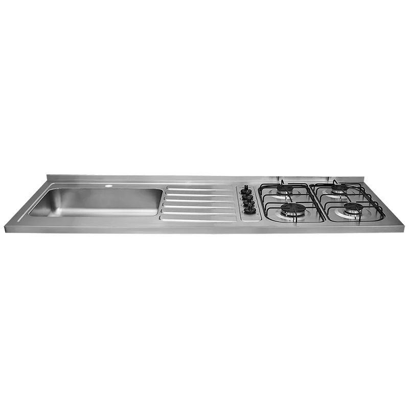 Mesón de cocina inoxidable 1.50 metros pozuelo izquierdo a gas natural sin encendido eléctrico SP marca Haceb