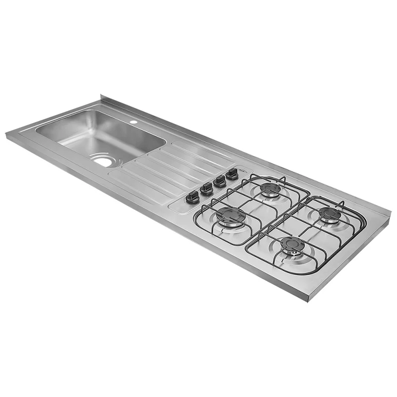 Mesón de cocina inoxidable 1.50 metros pozuelo izquierdo a gas natural sin encendido eléctrico SP marca Haceb