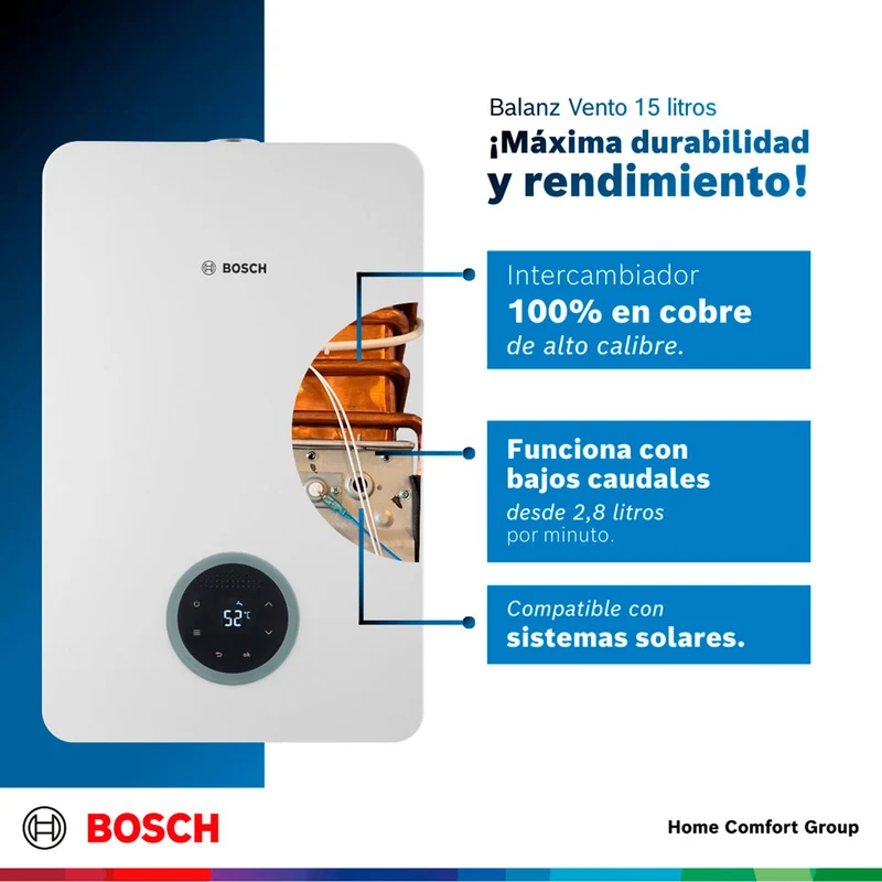Calentador de agua 15 litros tiro forzado de paso a gas natural Therm 5600 F
