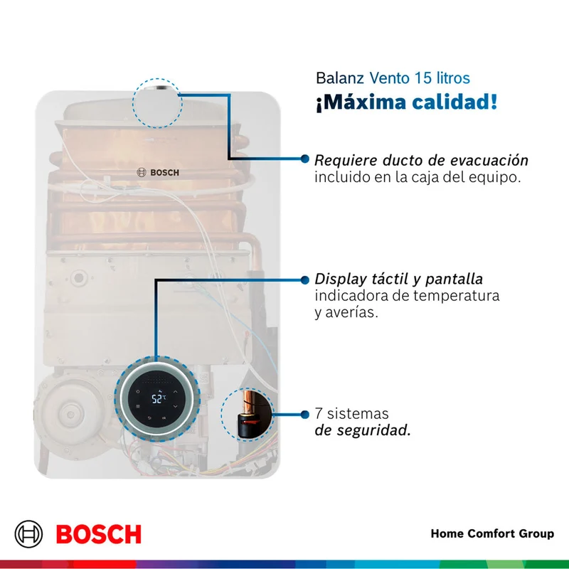 Calentador de agua 15 litros tiro forzado de paso a gas natural Therm 5600 F