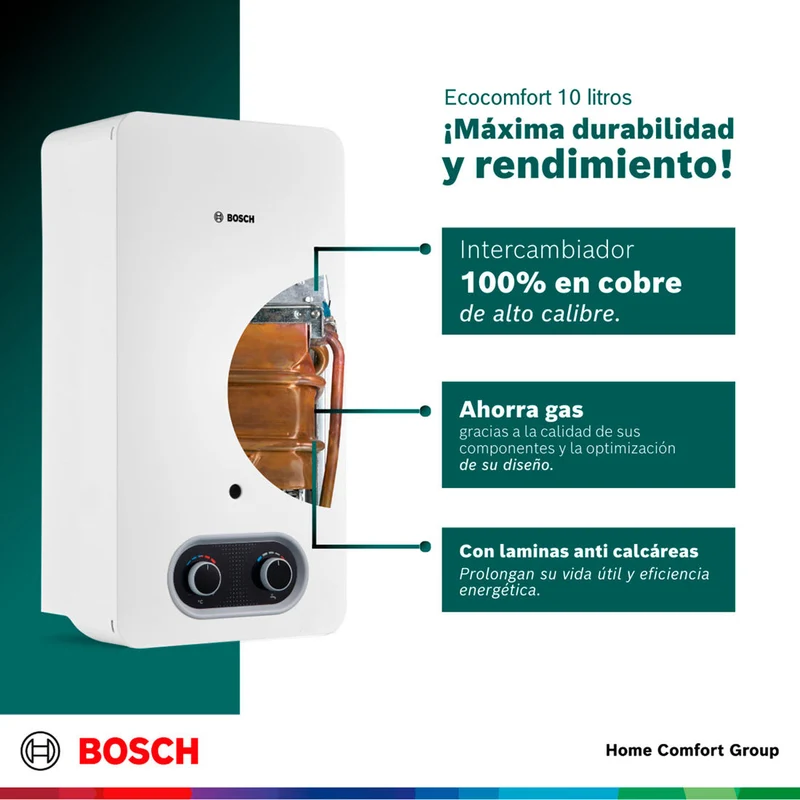 Calentador de agua 10 litros tiro natural de paso a gas propano Therm 2200 O