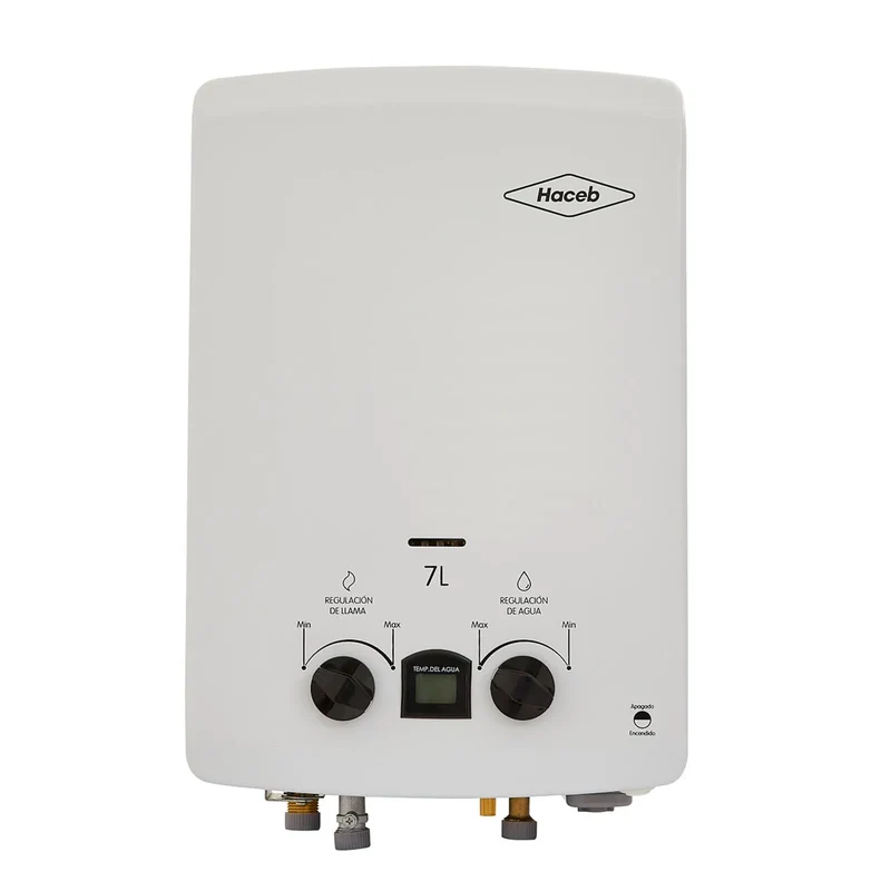 Calentador de agua de paso a gas natural tiro natural 7 litros blanco marca Haceb