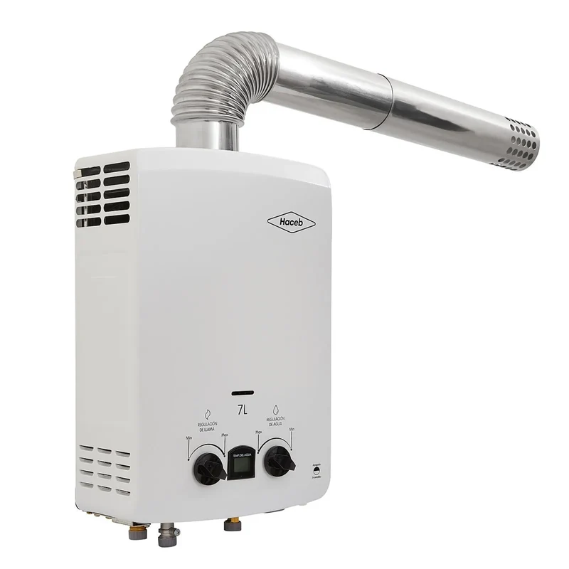 Calentador de agua de paso a gas natural tiro natural 7 litros blanco marca Haceb