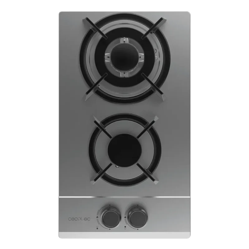 Placa de gas Bolero Squad G 2200S acero inoxidable 2 fuegos con quemador WOK encendido eléctrico y seguridad avanzada de Cecotec