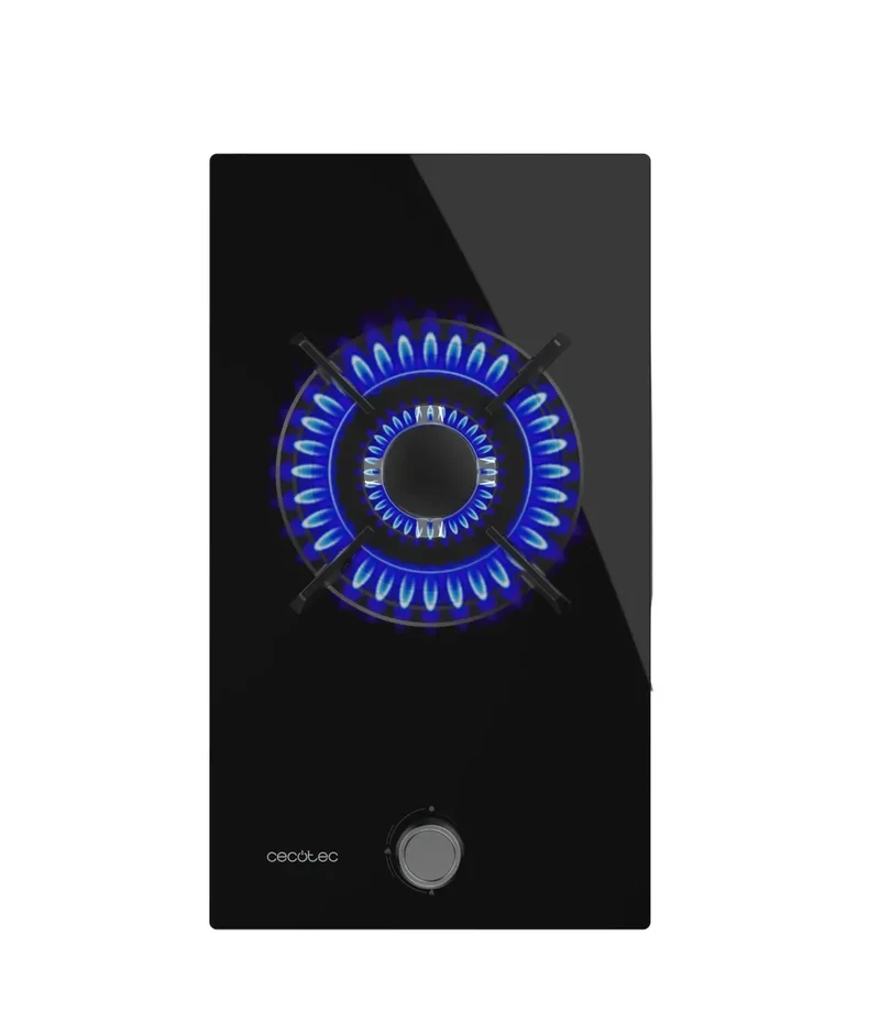 Placa de gas Bolero Squad G 1200S Glass Black con 3,5kW y quemador WOK triple corona para cocinas modernas de Cecotec