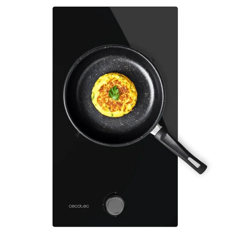 Placa de gas Bolero Squad G 1200S Glass Black con 3,5kW y quemador WOK triple corona para cocinas modernas de Cecotec