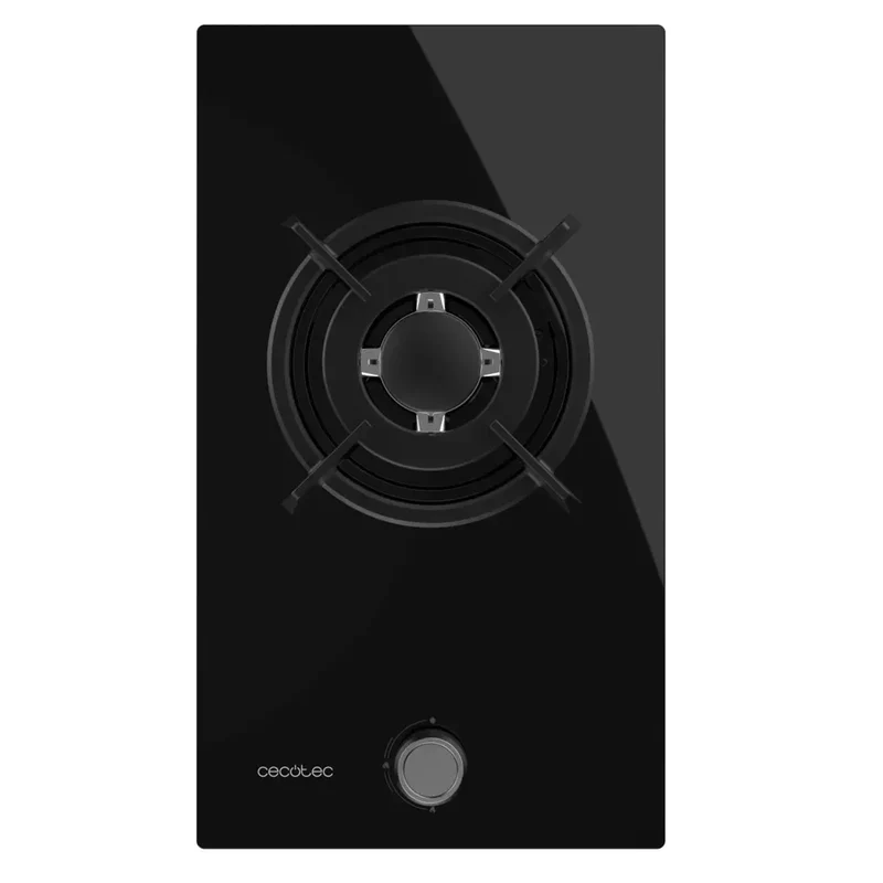 Placa de gas Bolero Squad G 1200S Glass Black con 3,5kW y quemador WOK triple corona para cocinas modernas de Cecotec