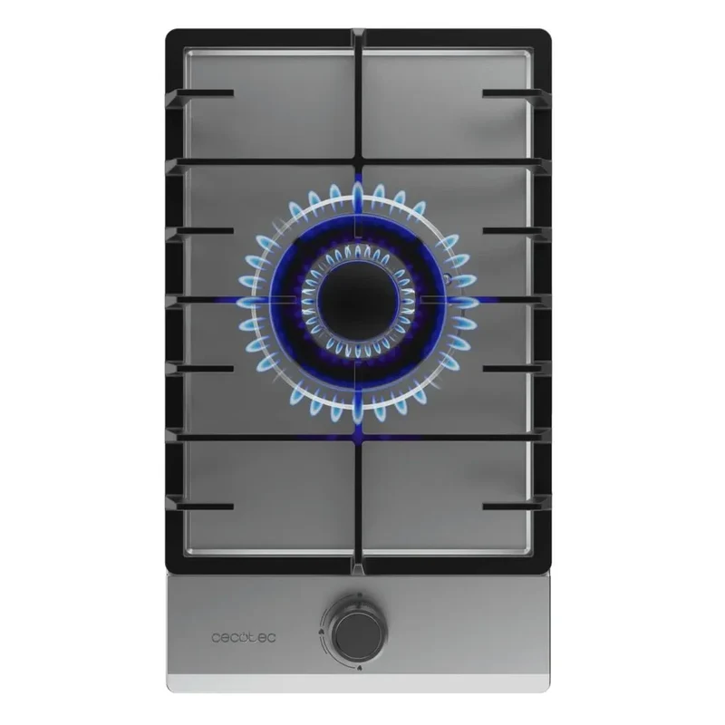 Placa de gas Bolero Squad G 1200F Inox con quemador WOK triple corona y encendido eléctrico seguro de Cecotec