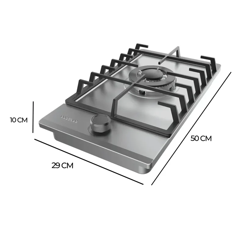 Placa de gas Bolero Squad G 1200F Inox con quemador WOK triple corona y encendido eléctrico seguro de Cecotec