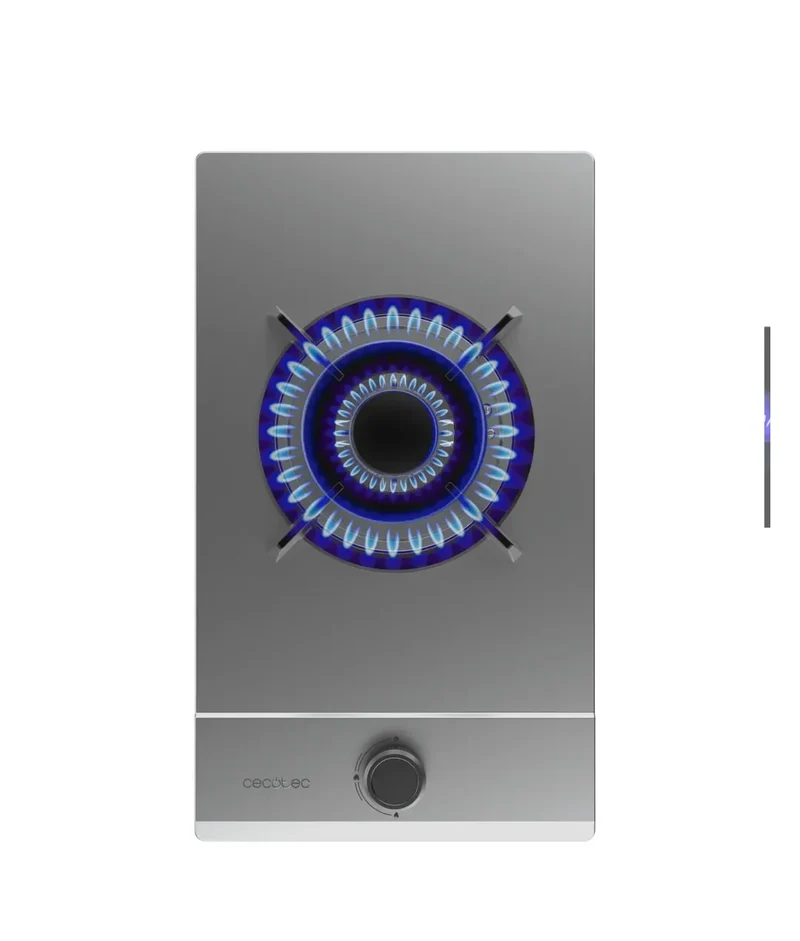 Placa de gas Bolero Squad G 1200S Inox 1 fuego acero inoxidable con quemador WOK 3 5kW y encendido eléctrico de Cecotec