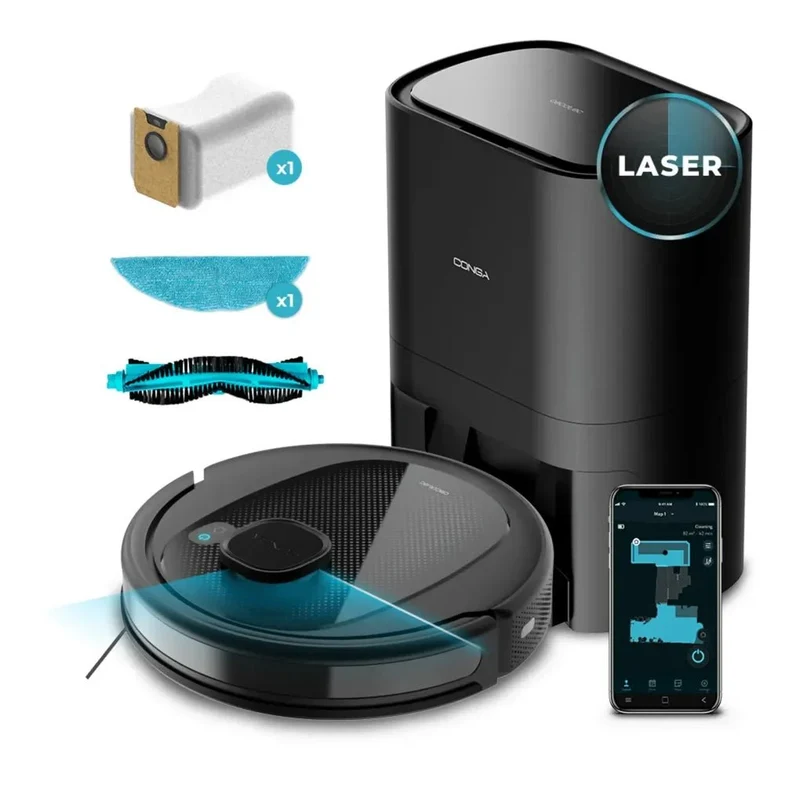 Robot aspirador 4 en 1 con navegación láser autovaciado y control APP potencia de 3000 Pa Conga 7490 Eternal Home de Cecotec