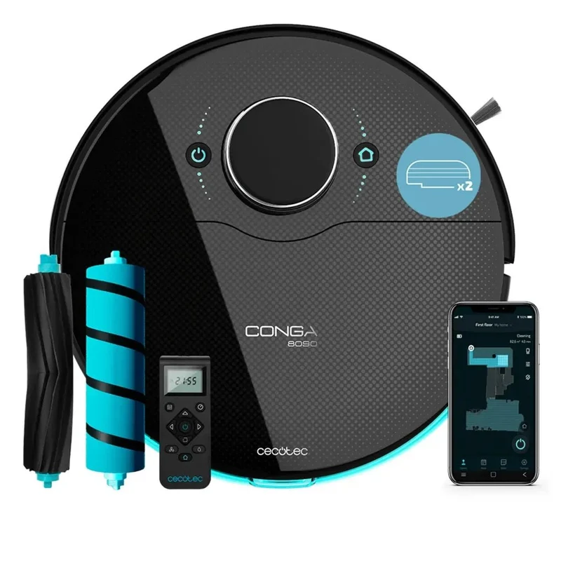 Robot Aspirador Conga 8090 Ultra X con tecnología láser succión de 10000 Pa cepillo Jalisco y Room Plan 3.0 Cecotec