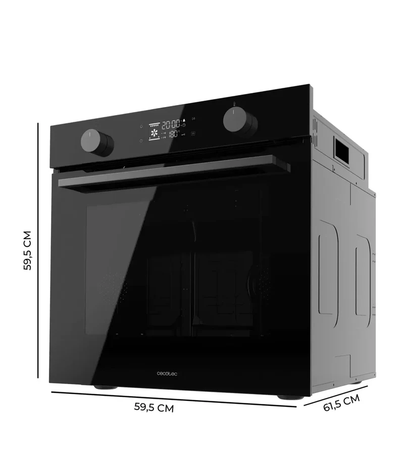 Horno Integrable Pirolítico Bolero Hexa P526000 Glass Black 73L 9 Funciones Clase A 2800W Eficiente y Versátil de Cecotec