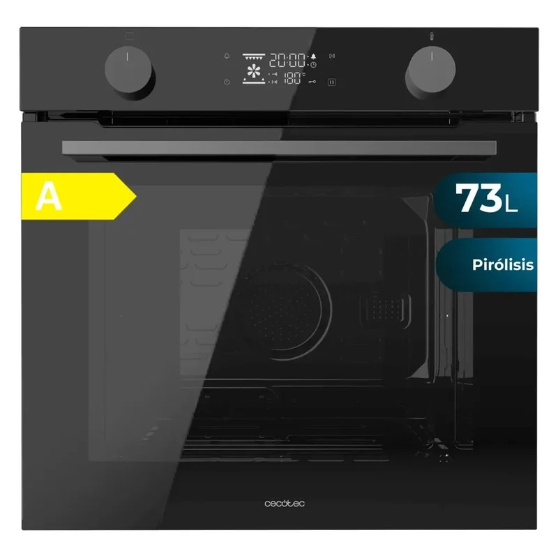 Horno Integrable Pirolítico Bolero Hexa P526000 Glass Black 73L 9 Funciones Clase A 2800W Eficiente y Versátil de Cecotec