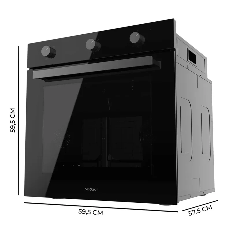 Horno Integrable Bolero Hexa M236000 Glass Black Time Multifunción 70L 6 Funciones Clase A 2800W Steam Assist de Cecotec