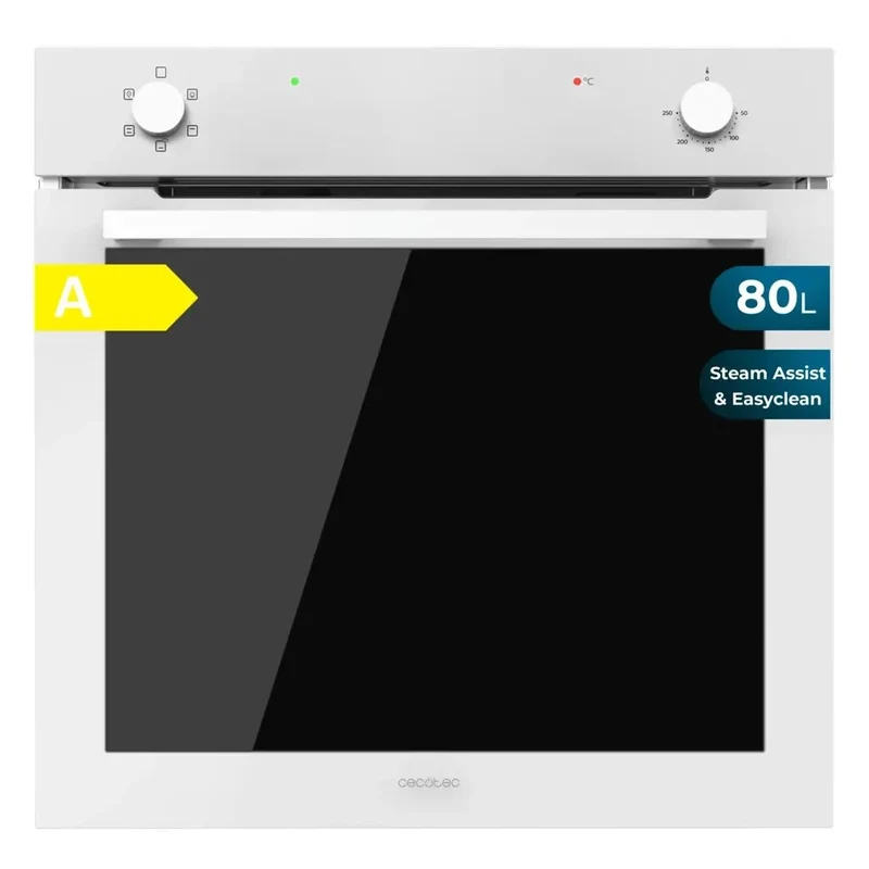 Horno Integrable Bolero Hexa C126400 Glass White 80L 5 Funciones Steam Assist Clase A 2800W de Cecotec