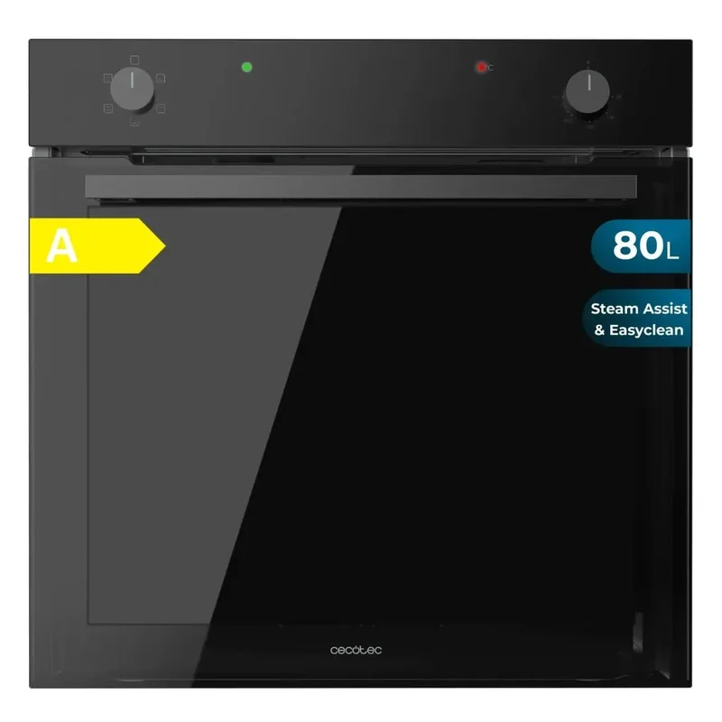 Horno Integrable Bolero Hexa C126400 de 80L con 5 funciones y Steam Assist en vidrio negro de Cecotec