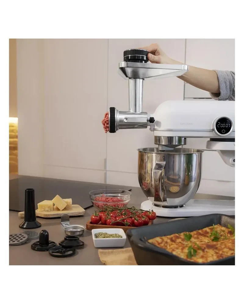 Accesorio versátil para Amasadora twist Fusion Meat picador de alimentos con discos de molienda y Opciones para salchichas y galletas Cecotec