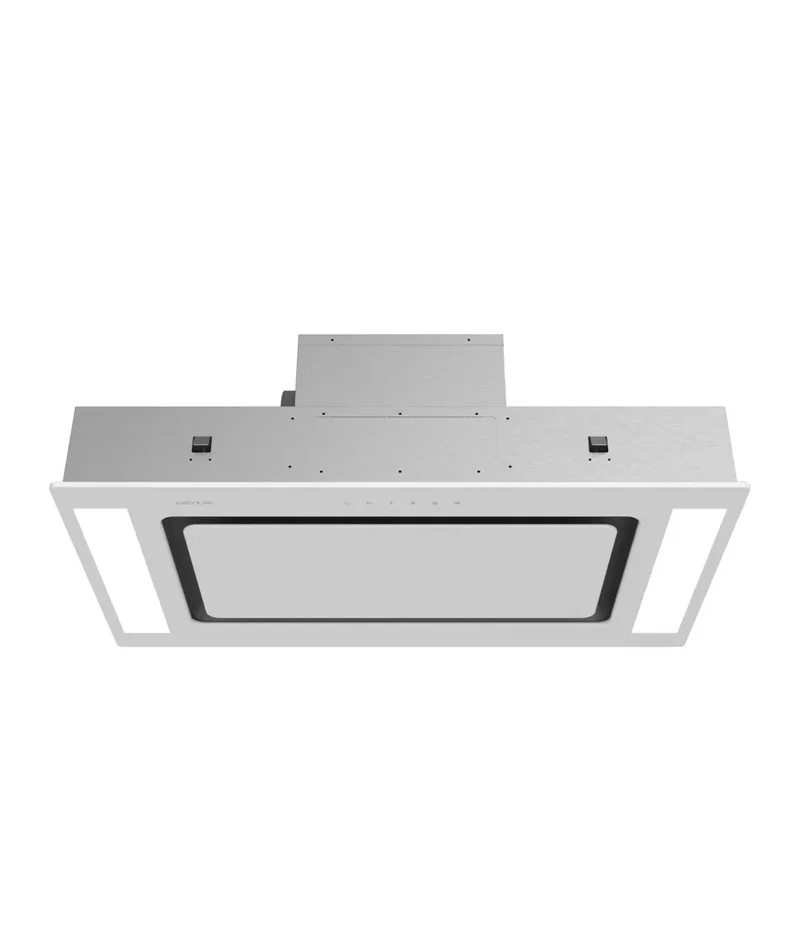Campana de techo Bolero Flux TIR 908000 Glass White 90cm 800m3h A++ con control remoto y luz LED de Cecotec