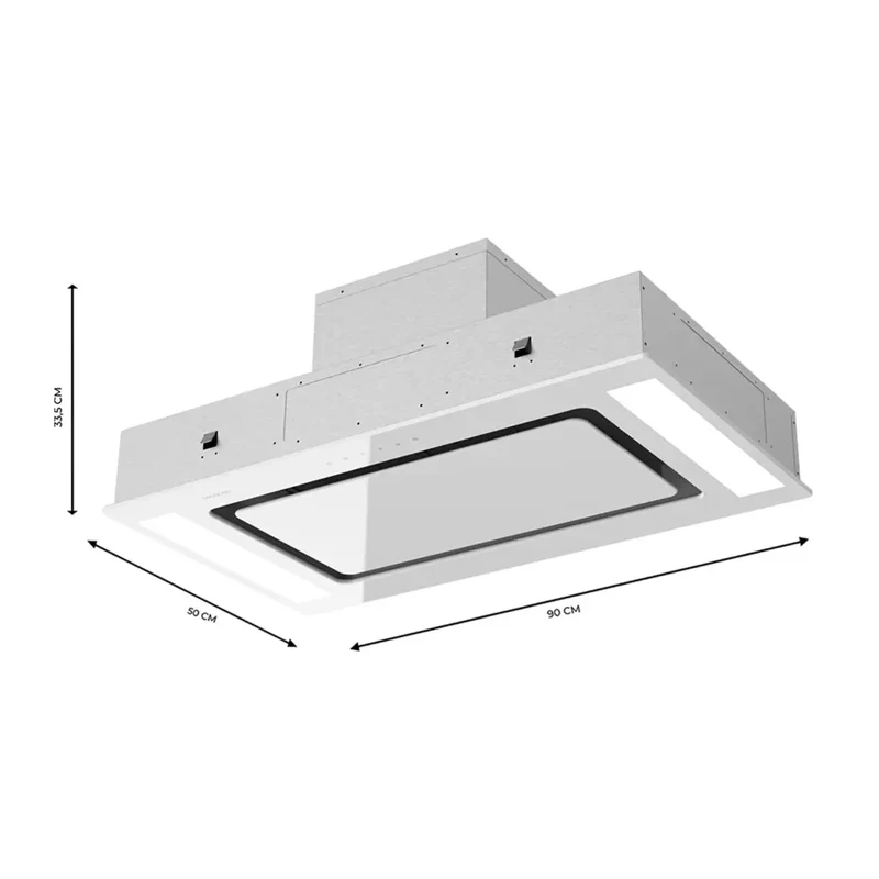 Campana de techo Bolero Flux TIR 908000 Glass White 90cm 800m3h A++ con control remoto y luz LED de Cecotec